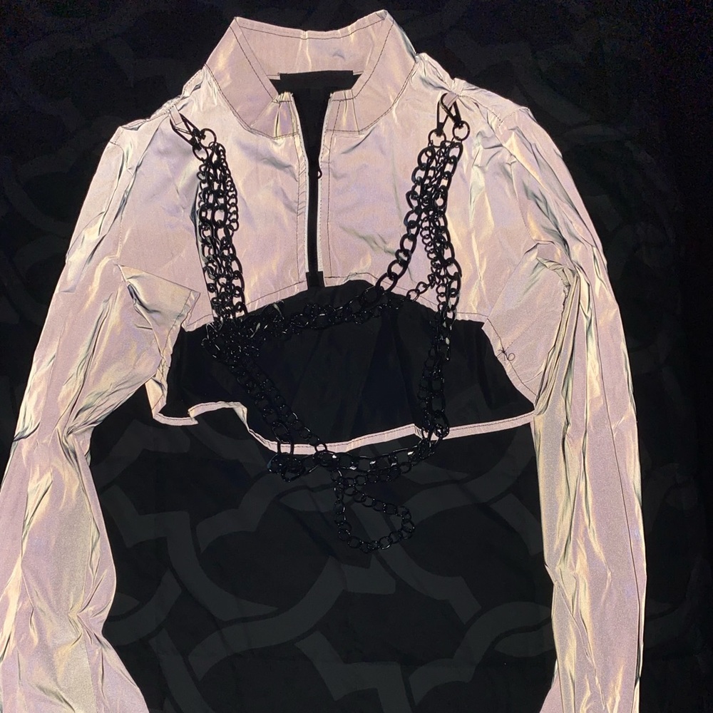 Reflective crop top jacket
